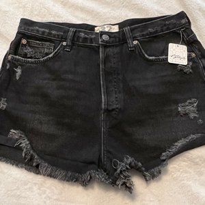 Free People Lasso black button denim shorts